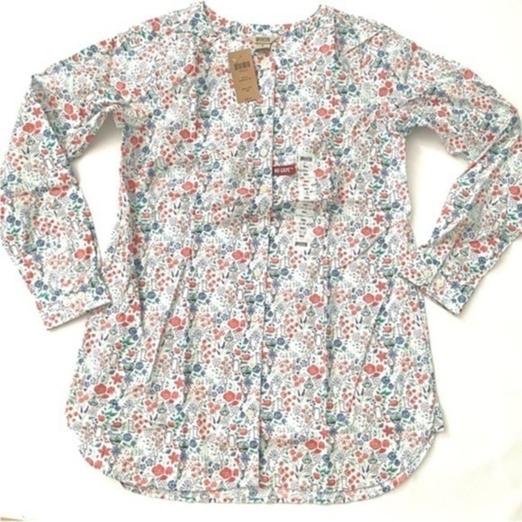 New Duluth Wrinkle Fighter Tunic Shirt Floral Garden Print - Picture 1 of 6